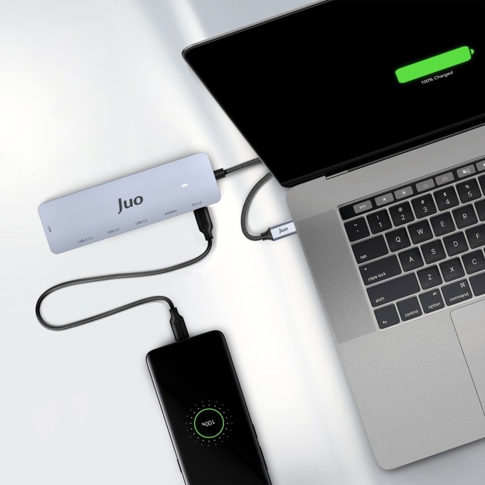 Juo Type-C 2*HDMI Dual MST 4K 60Hz Gigabit Ethetnet Dönüştürücü 100W USB 3.2 Çoklayıcı Hub