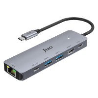 Juo Type-C 5Gbps 100W 4K 60Hz HDMI Gigabit Ethernet Dönüştürücü USB 3.2 Çoklayıcı Hub