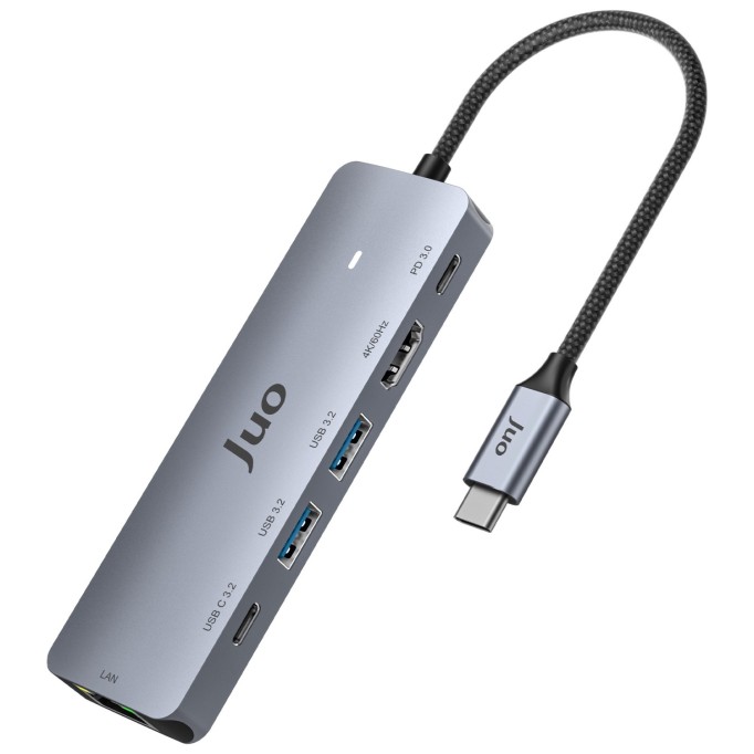 Juo Type-C 5Gbps 100W 4K 60Hz HDMI Gigabit Ethernet Dönüştürücü USB 3.2 Çoklayıcı Hub