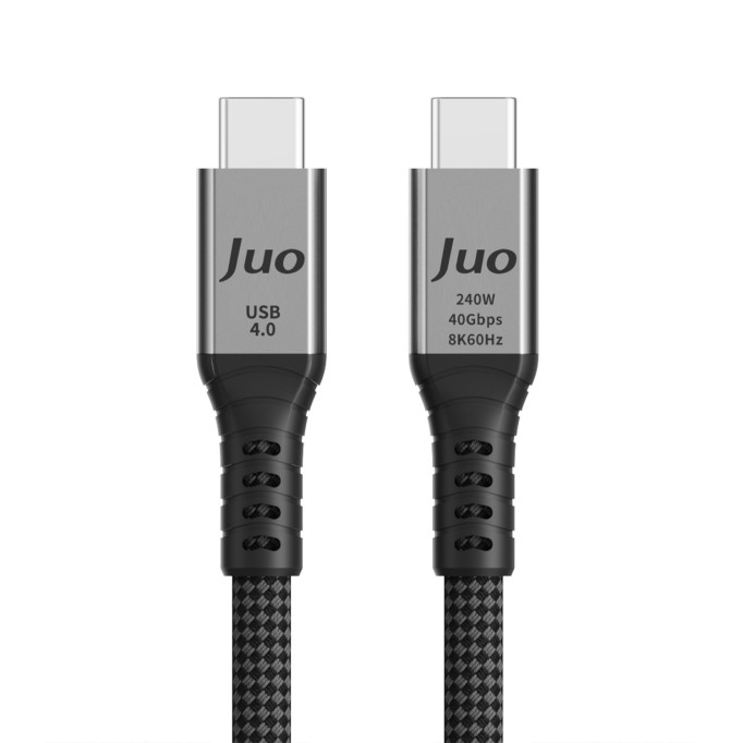 Juo USB 4.0 240W 40Gbps Thunderbolt 4 8K 60Hz USB-C Görüntü Aktarım ve Type-C Hızlı Şarj ve Data Kablosu 1 Metre
