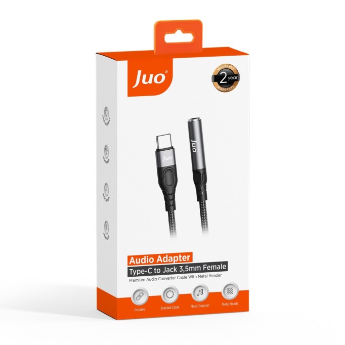 Juo USB Type-C to 3.5mm Jack Aux Kulaklık Mikrofon Çevirici Dönüştürücü Adaptör Kablo