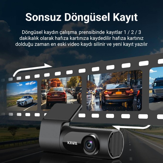 Kawa D6 2K 1440P WDR WiFi 145° Geniş Açı Lens Araç Kamerası