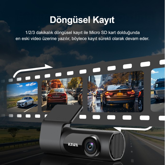 Kawa D6 2K 1440P WiFi Araç Kamerası 145° Geniş Açı WDR Ön Kamera