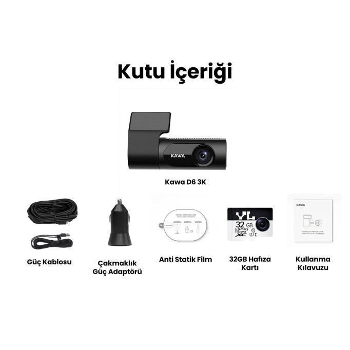 Kawa D6 3K 1620P 145° Geniş Açı Lens DSI-2 Gece Görüşlü G-Sensörlü WDR WiFi Araç Kamerası
