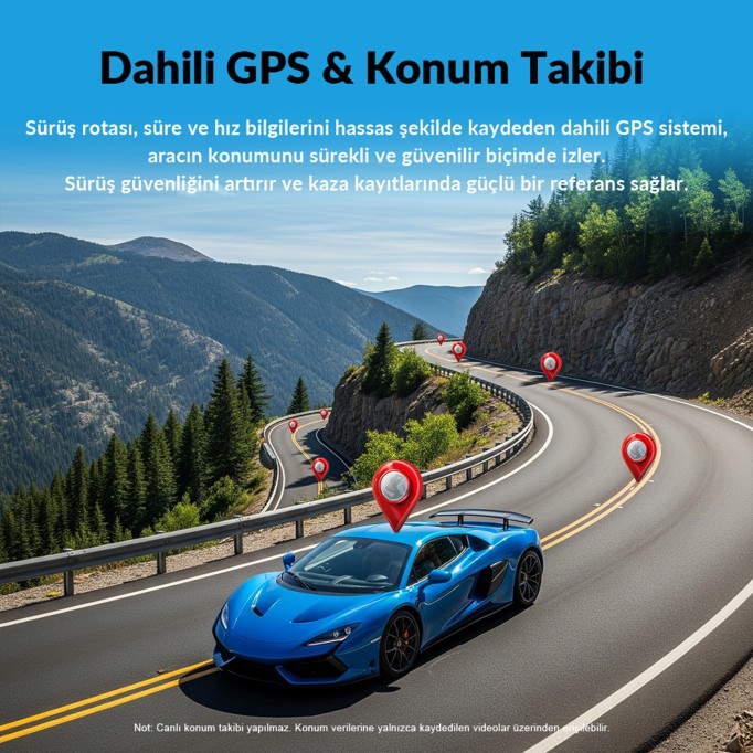 Kawa D7 2 Kameralı Ön ve Arka 4K+1080P HDR Wi-Fi 6 ve GPS'li Araç Kamerası + 64GB Hafıza Kartı