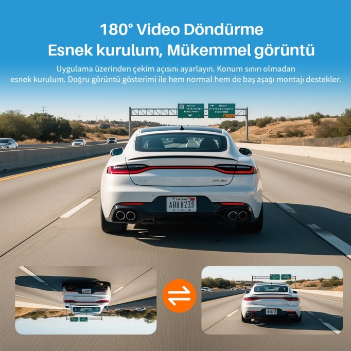 Kawa Mini 3 Gen2 2K 1296P WiFi 145° Geniş Açı Gece Görüşlü 32GB Hafıza Kartlı Akıllı Araç Kamerası