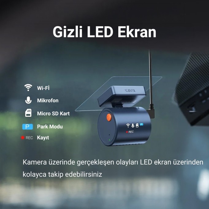 Kawa Mini 3 Pro 2K 1296P WDR 135° Geniş Açı Lens Araç Kamerası