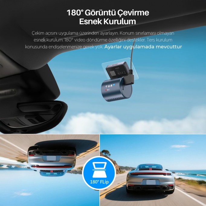 Kawa Mini 3 Pro Gen2 2K 1296P WDR 145° Geniş Açı Lens WiFi Araç Kamerası + 32GB Hafıza Kartı