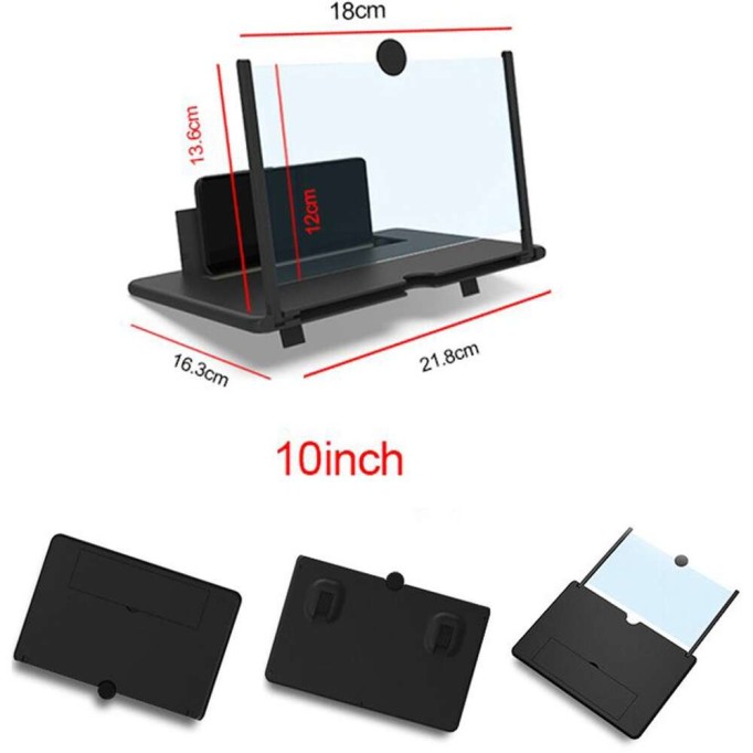 KingMa 10 inch 3D HD Telefon Ekran Büyüteci Siyah
