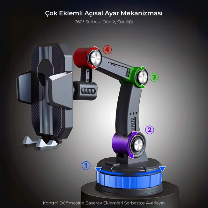 KingMa 360° Dönebilen Vakumlu Torpido ve Cam için Araç Içi Telefon Tutucu