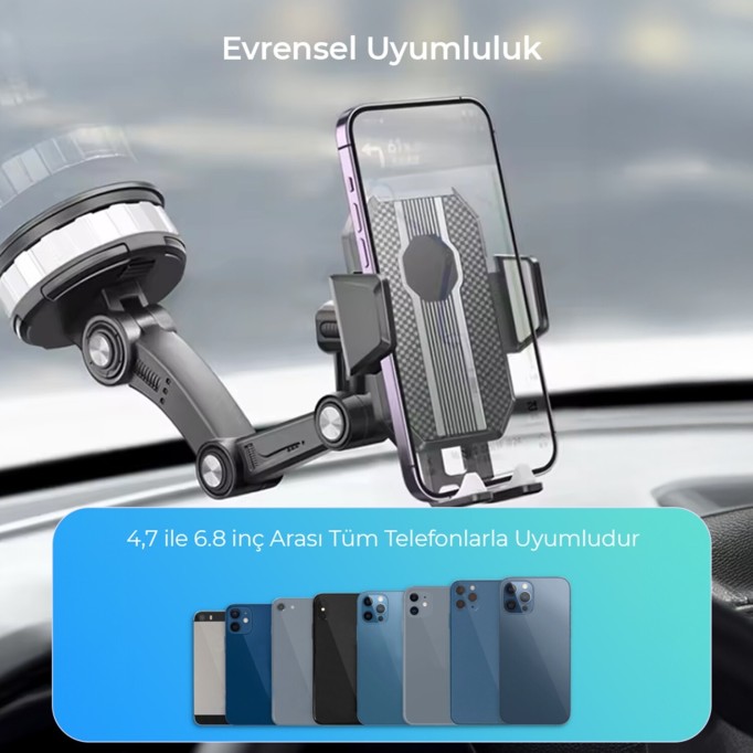 KingMa 360° Dönebilen Vakumlu Torpido ve Cam için Araç Içi Telefon Tutucu
