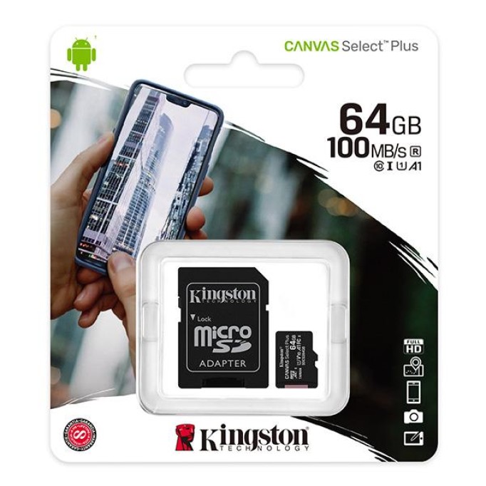 Kingston 64GB Canvas Select Plus MicroSD Hafıza Kartı