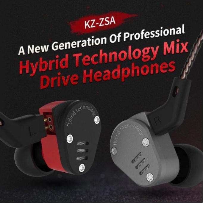 KZ ZSA AD + DD Driver Bass Kulak İçi Kulaklık Kırmızı