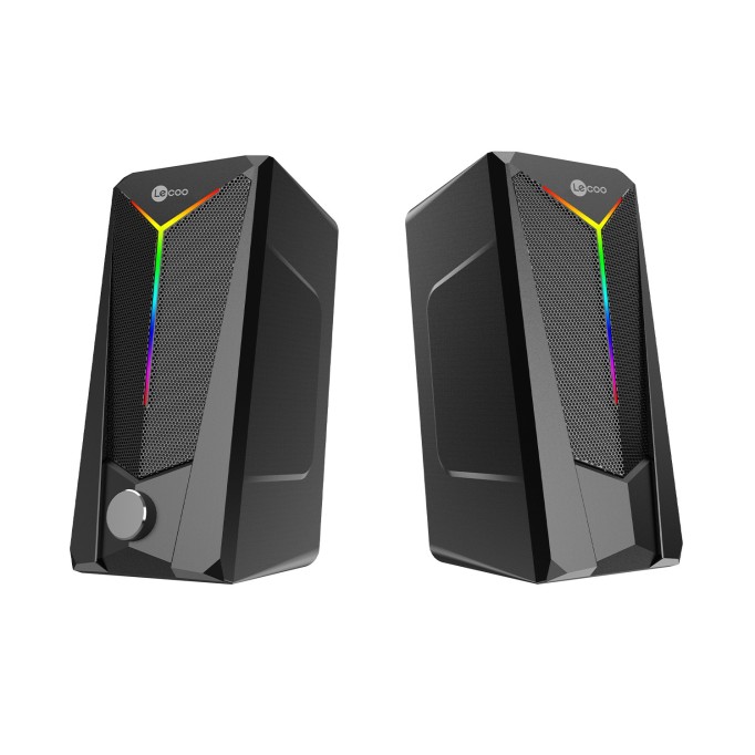 Lecoo DS104 Kablolu USB + 3.5mm Jack RGB Aydınlatmalı 6W Masaüstü Hoparlör Siyah
