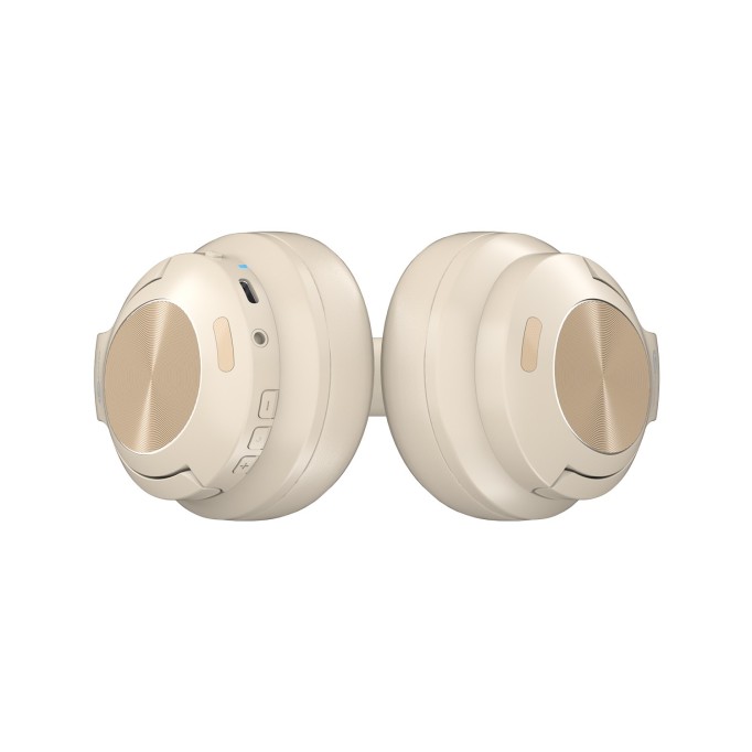 Lecoo ES208 Bluetooth 5.3 Kablosuz Mikrofonlu Kulak Üstü Kulaklık Katlanabilir Hafif Krem