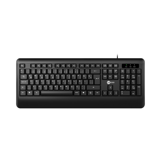 Lecoo KB104 USB Kablolu Türkçe Q Ergonomik Ofis Bilgisayar Klavyesi Siyah