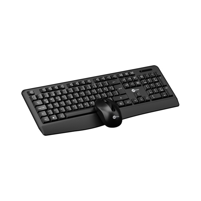 Lecoo KW211 Kablosuz Türkçe Q Bilek Destekli Membran Klavye & Mouse Seti Siyah