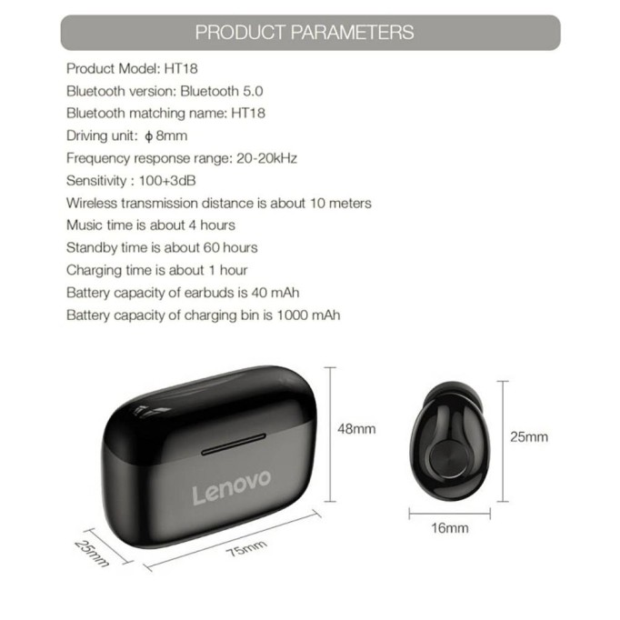Lenovo HT18 TWS Bluetooth 5.0 Kablosuz Kulaklık