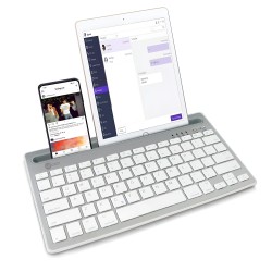Beyaz Lenovo Lecoo BK100 Çoklu Cihaz Özellikli Şarj Edilebilir Kablosuz Bluetooth Klavye Beyaz