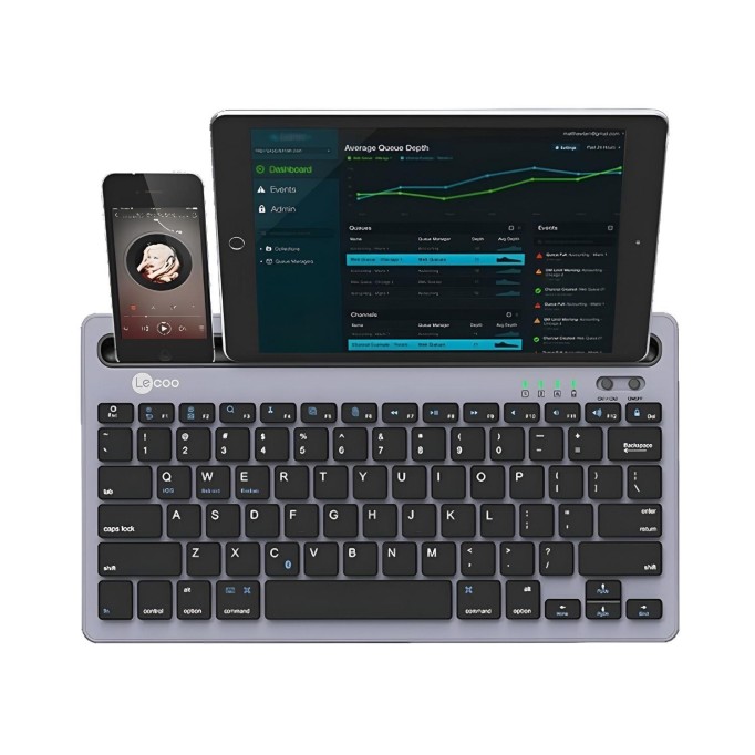 Lenovo Lecoo BK100 Çoklu Cihaz Özellikli Şarj Edilebilir Kablosuz Bluetooth Klavye Gri Lenovo Lecoo BK100 Çoklu Cihaz Özellikli Şarj Edilebilir Kablosuz Bluetooth Klavye Gri