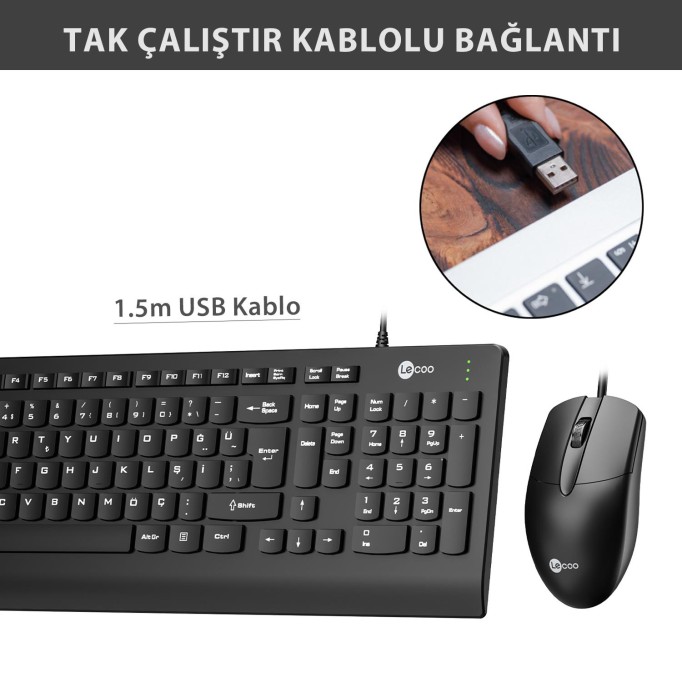 Lenovo Lecoo CM103 Kablolu Klavye ve Mouse Set