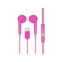 Lecoo EH104 Kablolu Type-C Kulak İçi Kulaklık Pembe