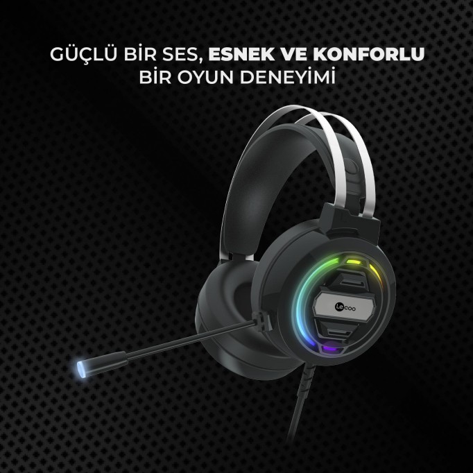 Lenovo Lecoo HT401 Kulak Üstü RGB Gaming Oyuncu Kulaklığı 3.5mm Jack + USB