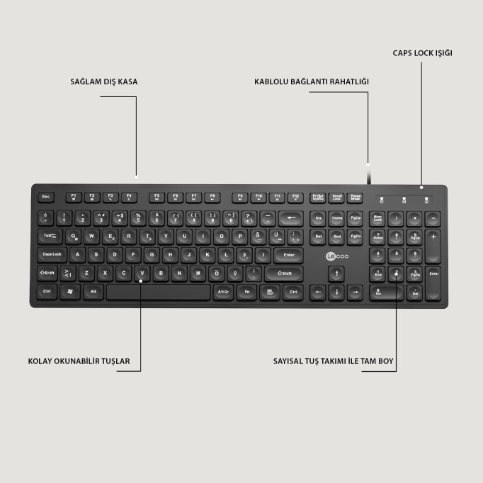 Lenovo Lecoo KB102 Kablolu Klavye