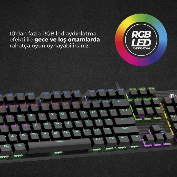 Lecoo KG1101 RGB Aydınlatmalı Gaming Mekanik Klavye Lecoo KG1101 RGB Aydınlatmalı Gaming Mekanik Klavye