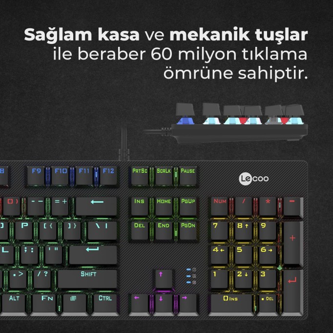 Lecoo KG1101 RGB Aydınlatmalı Gaming Mekanik Klavye Lecoo KG1101 RGB Aydınlatmalı Gaming Mekanik Klavye