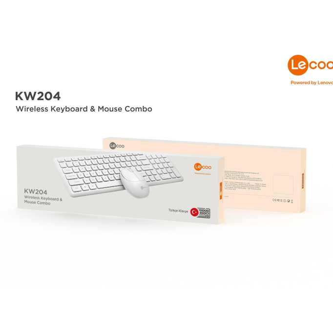 Lenovo Lecoo KW204 Kablosuz Klavye & Mouse Set Beyaz