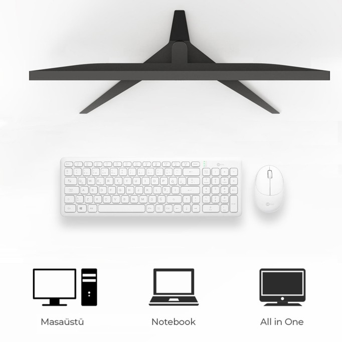 Lenovo Lecoo KW204 Kablosuz Klavye & Mouse Set Beyaz