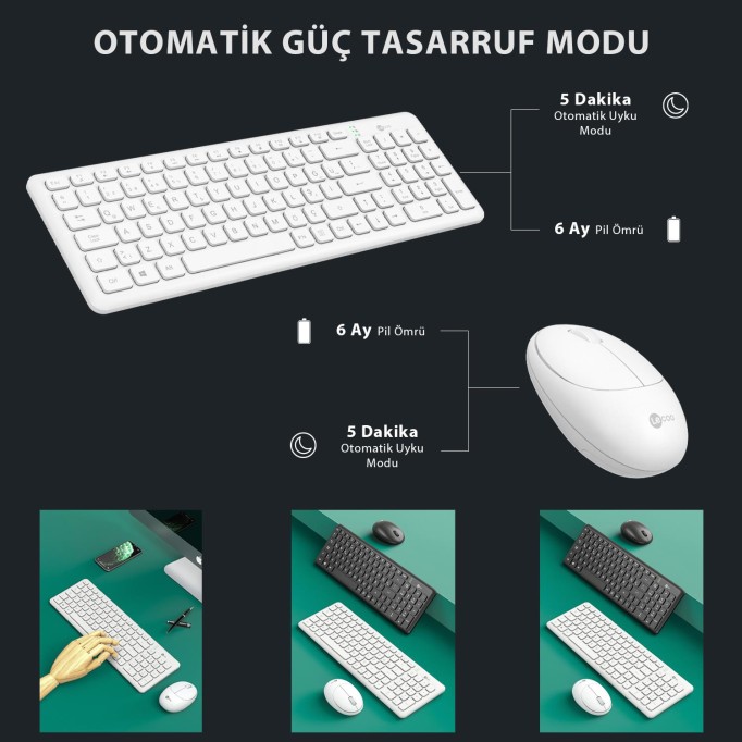 Lenovo Lecoo KW204 Kablosuz Klavye & Mouse Set Beyaz