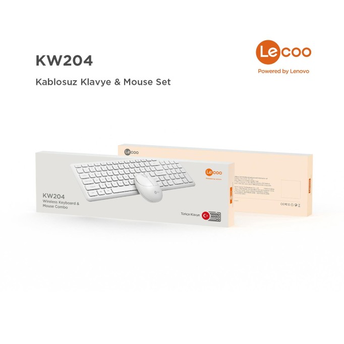 Lenovo Lecoo KW204 Kablosuz Klavye & Mouse Set Beyaz