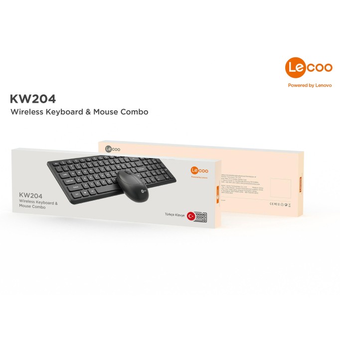 Lenovo Lecoo KW204 Kablosuz Klavye & Mouse Set Siyah