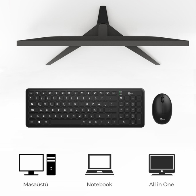 Lenovo Lecoo KW204 Kablosuz Klavye & Mouse Set Siyah