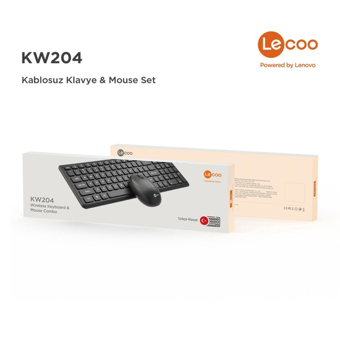 Lenovo Lecoo KW204 Kablosuz Klavye & Mouse Set Siyah