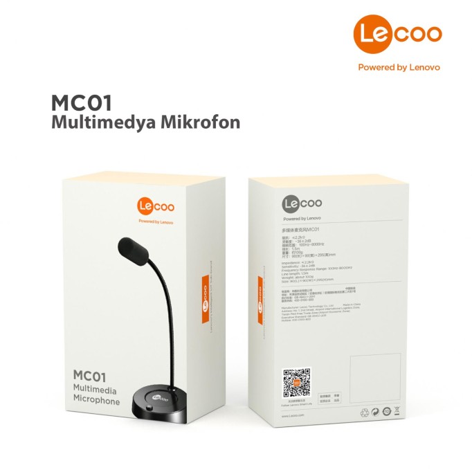 Lenovo Lecoo MC01 Kablolu Multimedya 360° Bükülebilir Masaüstü Mikrofon Siyah