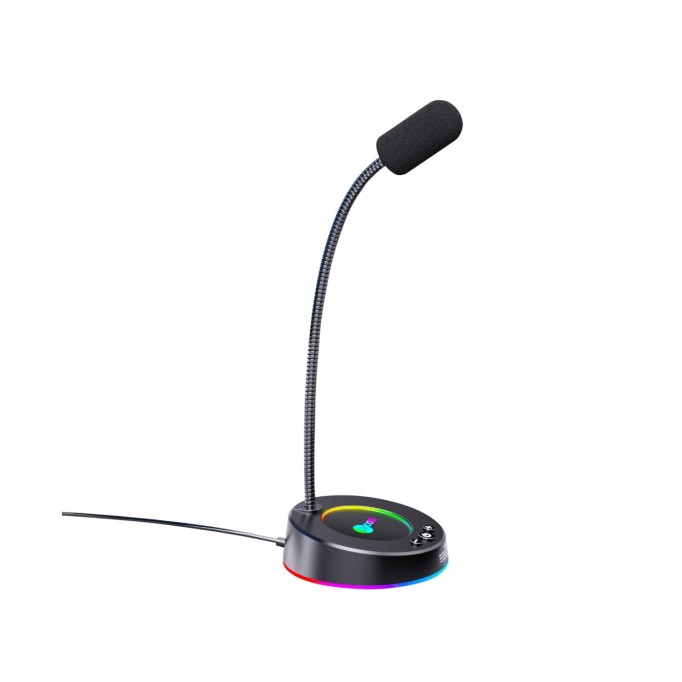 Lenovo Lecoo MC01S Kablolu RGB Aydınlatmalı Multimedya 360° Bükülebilir Masaüstü Mikrofon Siyah