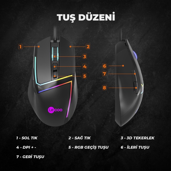 Lenovo Lecoo MS106 RGB Gaming Oyuncu Mouse