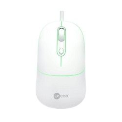 Beyaz Lenovo Lecoo MS110 RGB Sessiz Tuşlu Kablolu Optik Mouse Beyaz