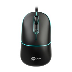 Siyah Lenovo Lecoo MS110 RGB Sessiz Tuşlu Kablolu Optik Mouse Siyah