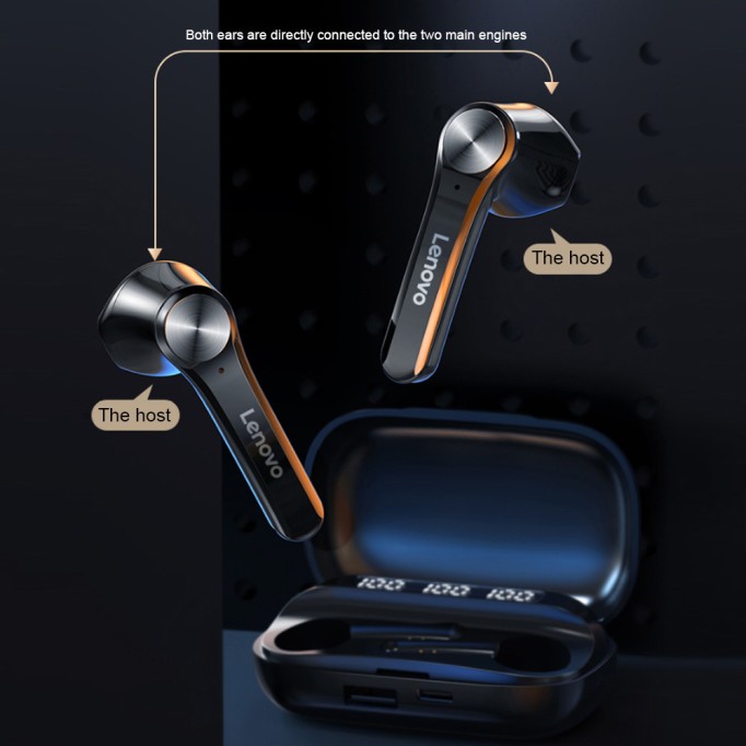 Lenovo QT81 TWS Kablosuz Kulak İçi Bluetooth 5.0 Kulaklık Siyah