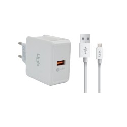 LinkTech C525 Micro USB Kablolu Quick Charge 3.0 Hızlı Şarj Aleti Beyaz