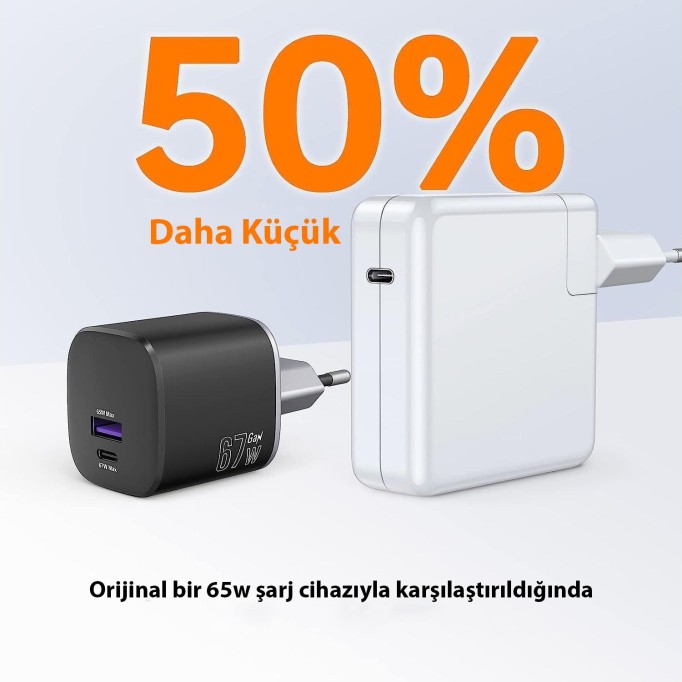 Novoo RG67 SuperVooc 67W GaN USB Type-C PD Hızlı Şarj Cihazı ve Şarj Kablosu