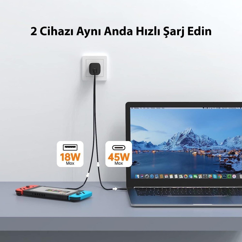 Novoo RG67 SuperVooc 67W GaN USB Type-C PD Hızlı Şarj Cihazı ve Şarj ...