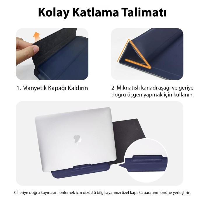 Novoo RT13 4'ü 1 Arada Mousepad Özellikli & Kart Yuvalı Laptop Standı ve Koruma Kılıfı Lacivert