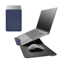 Lacivert Novoo RT13 4'ü 1 Arada Mousepad Özellikli & Kart Yuvalı Laptop Standı ve Koruma Kılıfı Lacivert