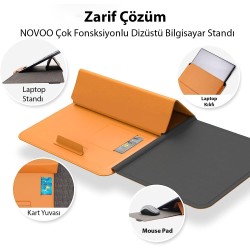 Novoo RT13 4'ü 1 Arada Mousepad Özellikli & Kart Yuvalı Laptop Standı ve Koruma Kılıfı Turuncu Novoo RT13 4'ü 1 Arada Mousepad Özellikli & Kart Yuvalı Laptop Standı ve Koruma Kılıfı Turuncu