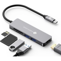 Novoo Type-C to 2*USB-A 3.0 4K HDMI TF SD Kart Okuyucu Dönüştürücü HUB